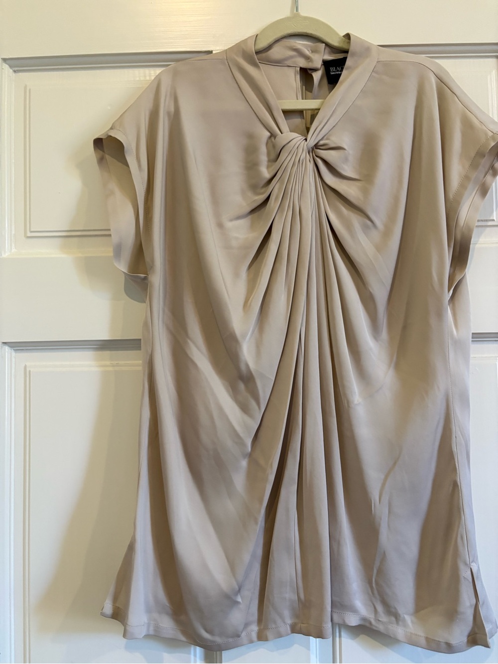 Saks Fifth Avenue Beige Knot-Front Satin Blouse